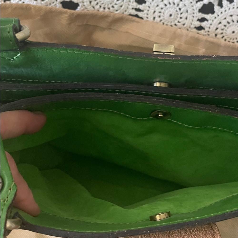 Patricia Nash Green Tooled Leather Floral Tote with Gold Accents - Picture 7 of 11